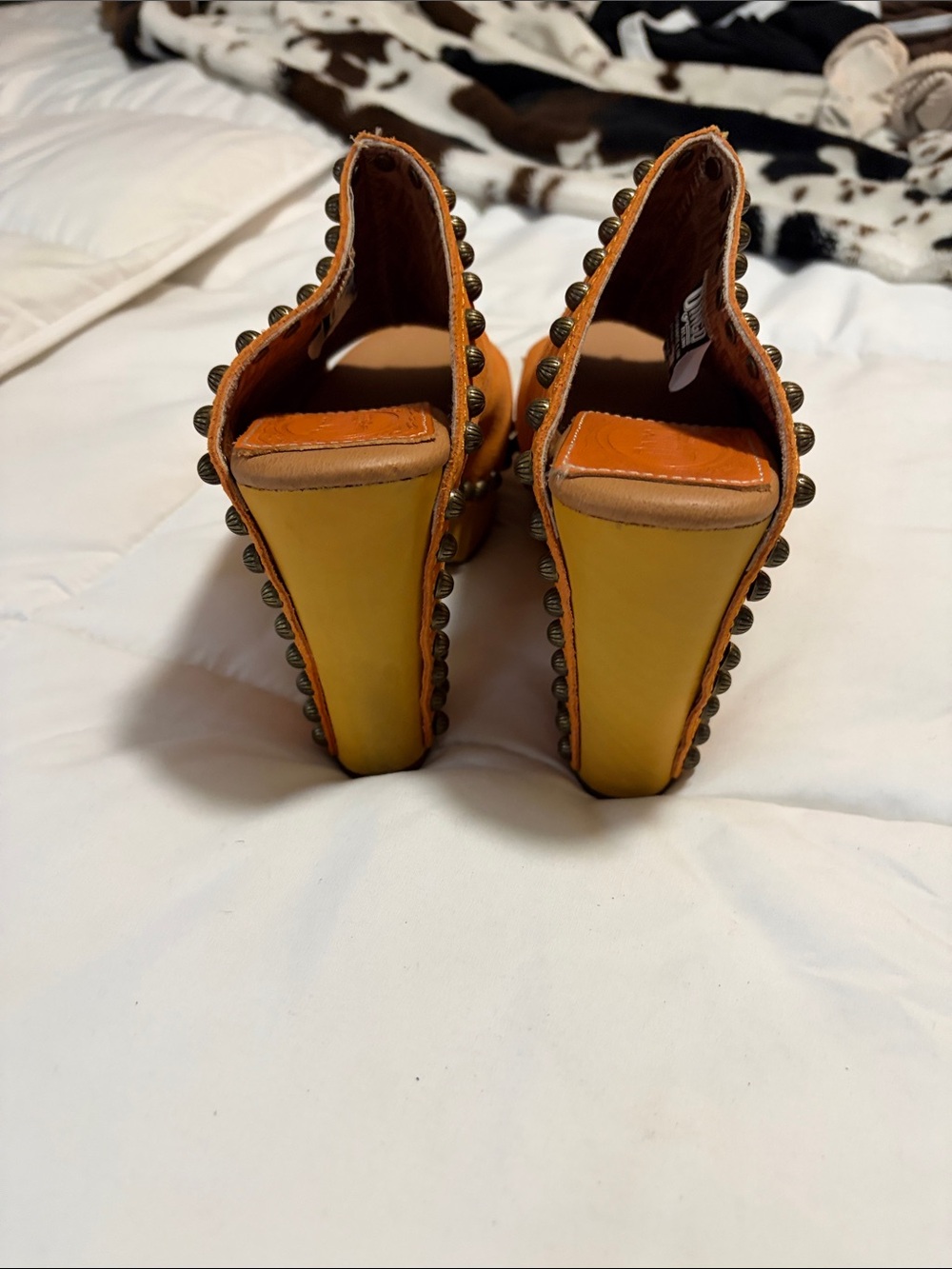 dingo Orange Suede Studded Platform Mule - Picture 3 of 5